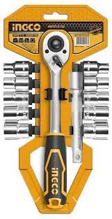 INGCO  - مفتاح لقم مع لقم نصف بوصة 12 قطعة  ، HKTS12122