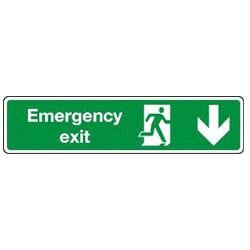 Exit Sign Light - Green , "EXIT" with Down Arrow