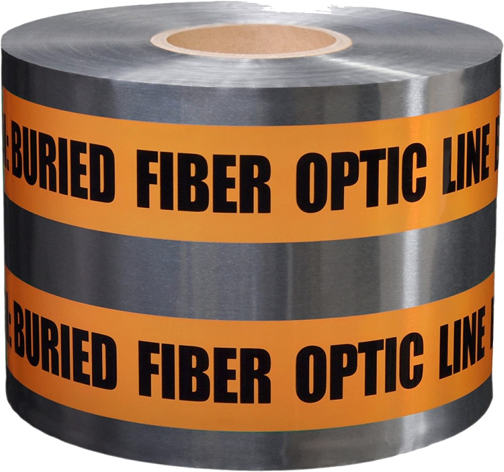 Warning Tape - Aluminum Orange "Fiber Optic Cable " , 2", 300 Meter