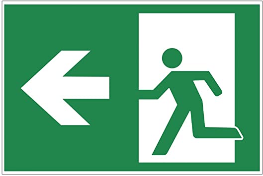 Plastic Sign - Emergency Exit with Left Narrow , Size 12*30 cm