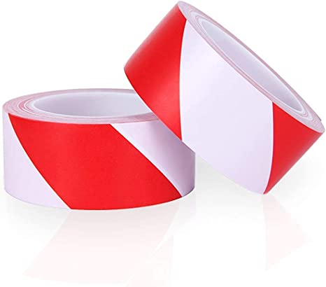 [1045222143145] Adhesive Warning Tape - model 14, Red & White , 2", 45 Meter