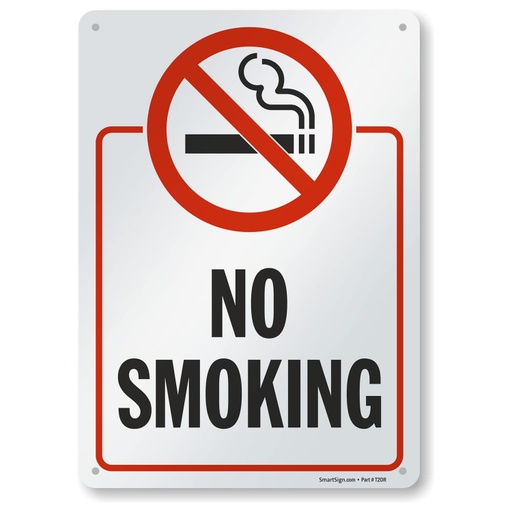 [1046222041130] Plastic Sign - No Smoking Sign, White, Size 20*24 cm